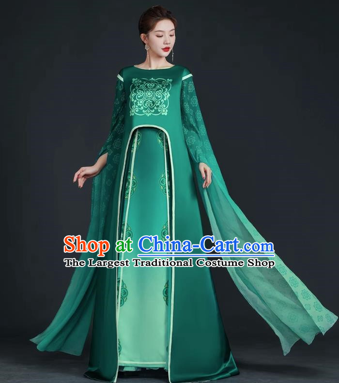 Top Chinese Style Stage Catwalk Costumes Long Tube Top National Costume Guzheng Performance Art Test Dress Atmosphere