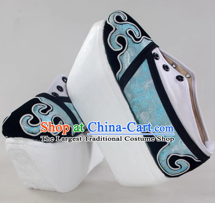 Light Blue Niche Shoes Cover Shoes Cloud Head Boots Shaoxing Opera Shoes Liang Shanbo Zhu Yingtai Stage Performance Performance Opera Ancient Costume