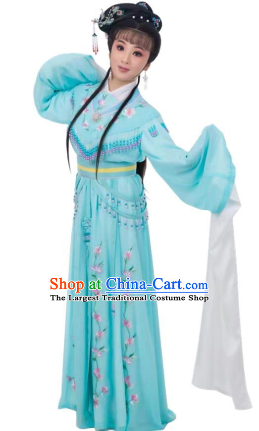 Blue Huadan Costume Yue Opera Miss Xiaodan Costume Chinese Style Ancient Costume