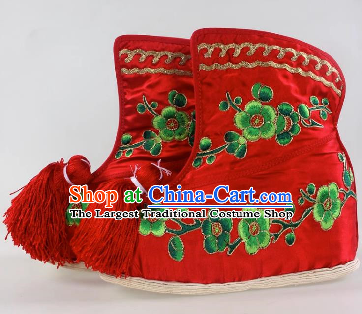 Thousand Layer Bottom Inner Heightened Plum Blossom Embroidered Fast Boots Opera Wudan Cloth Bottom Color Shoes Dance Shoe Dance Performance