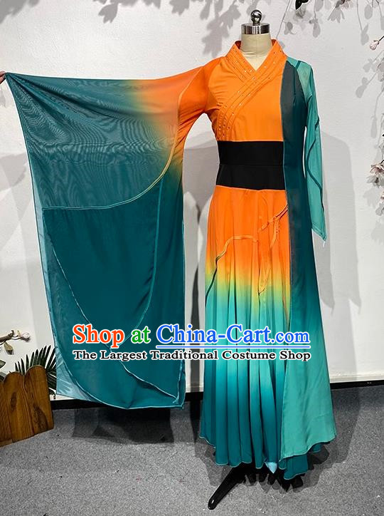 China Classical Han and Tang Orange Ode Wide Sleeved Dance Costumes for The Thirteenth Lotus Award Art Examination Practice Costumes