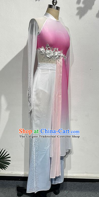 China Classical Yangko Fan Dance Peach Blossom Laugh Performance Costume Art Examination Practice Costume Play Fox Dance Student Performance Costume