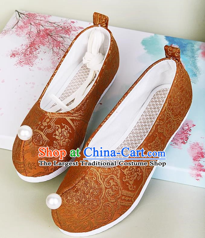 Hanfu Shoes Ancient Style Flat Heel Round Toe Soft Sole Shoes Ming Horse Face Ancient Costume Women Cloth Shoes