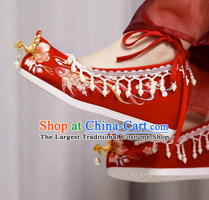 Embroidered Hanfu Wedding Shoes Xiuhe Women Shoes With Raised Head