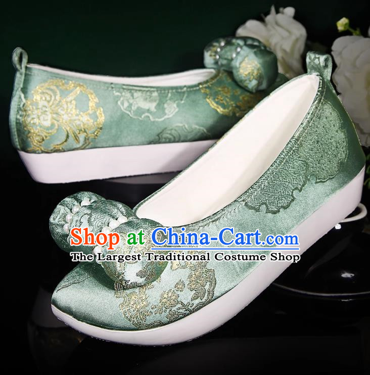 Hanfu Shoes Women Ancient Style Flat Cloud Climbing Shoes Small Pillow Weaving Gold Pearl Cloth Shoes