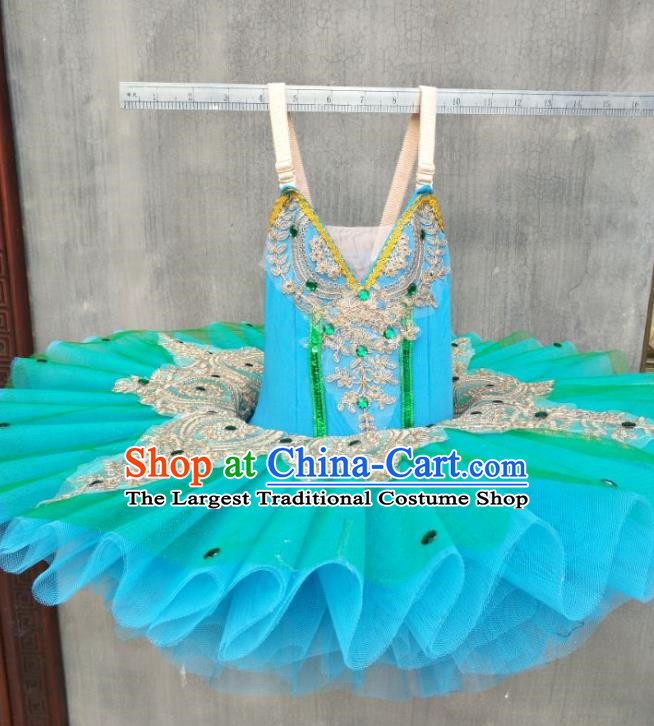 Ballet Skirt Children Costumes Swan Lake Tutu Skirt Sling Gauze Skirt Blue Green Little Swan Dance Tutu Skirt