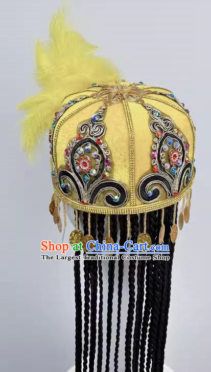 Ethnic Dance Headdress Xinjiang Uyghur Hat Half Feather Style Art Test Dance Performance Hair Accessories