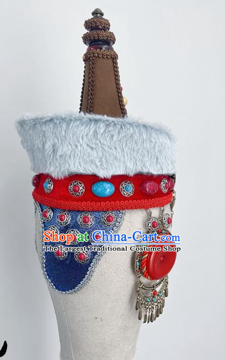 Ethnic Dance Mongolian Dance Tengger Tala Imitation Fur Hat Headdress Yikao Mongolian Performance Headdress