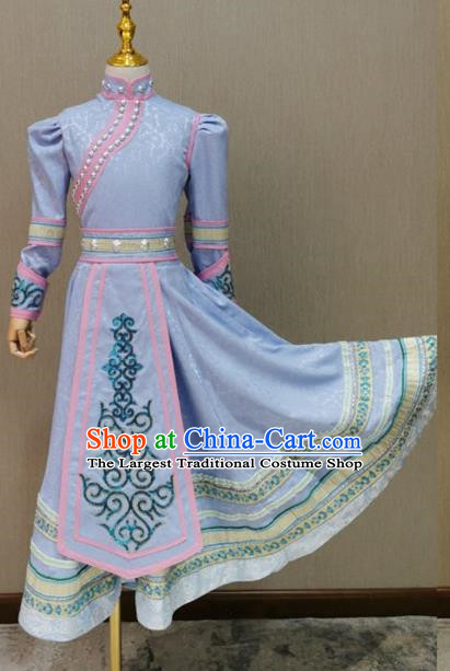 White Children Mongolian Dance Costume Happy Sunshine Girl Solo Mongolian Costume Female Skirt