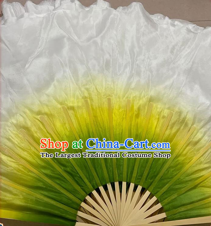 China Women Group Dancing Fan Handmade Yangko Dance Pure Silk Fan Classical Dance Folding Fan