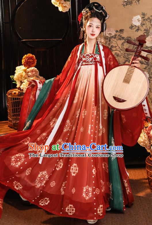 China Traditional Red Ruqun Hanfu Dress Tang Dynasty Empress Clothing Ancient Palace Woman Costumes