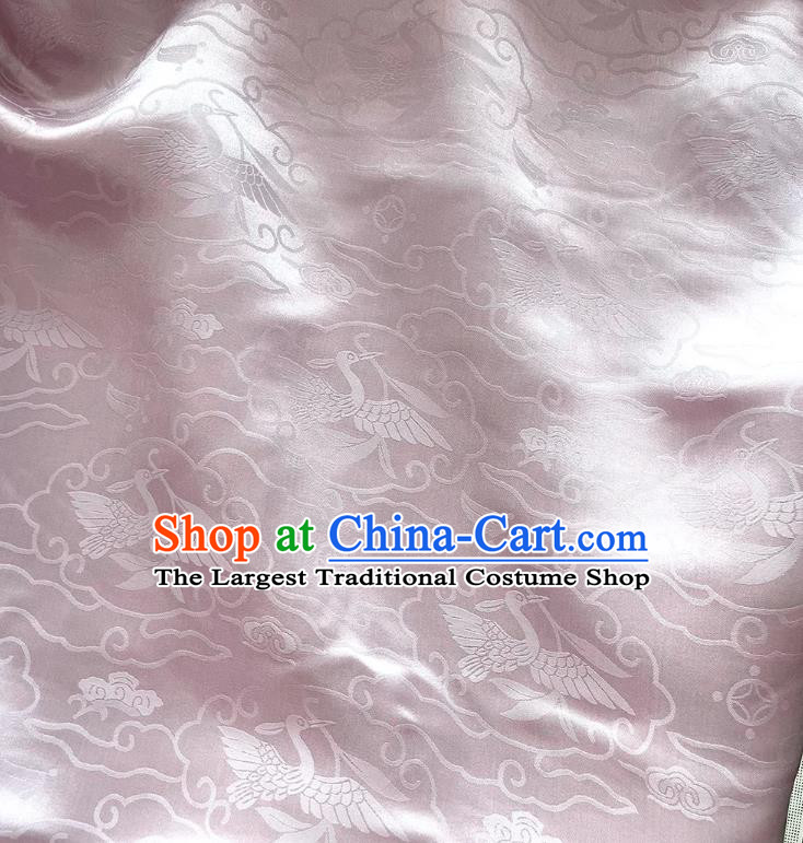 Lilac China Cheongsam Cloth Traditional Design Mulberry Silk Jacquard Satin Fabric Classical Wild Goose Hold Reed Pattern Material