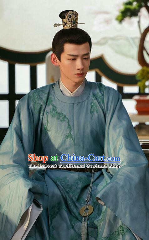 China TV Series New Life Begins Yin Zheng Clothing Ancient Young Lord Blue Hanfu Robes Royal Prince Costumes