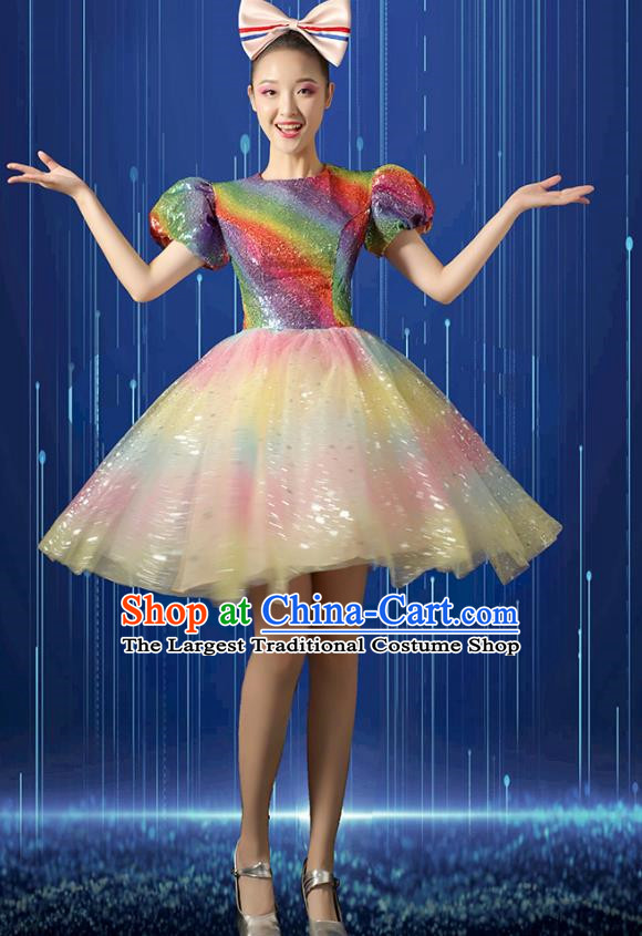 Modern Dance Costume Dress Women Square Dance Tutu Suit Opening Dance Big Swing Skirt Singing Dance Costume