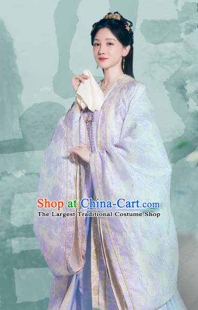 Romantic Drama New Life Begins Princess Consort Hao Xia Clothing China Ancient Noble Woman Lilac Costumes