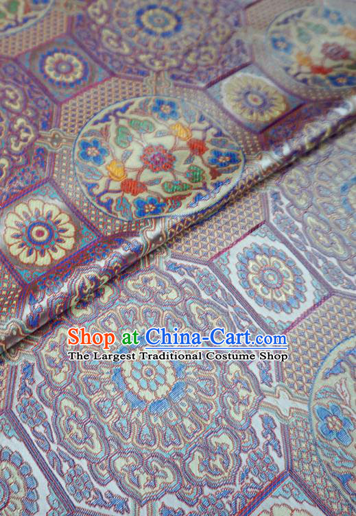 Lilac Tibetan Costume Cloth Classical Rosette Pattern Material China Traditional Design Brocade Fabric