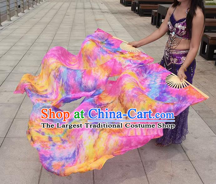 Oriental Dance Long Ribbon Fan Handmade Pure Silk Fan Professional Belly Dance Fan