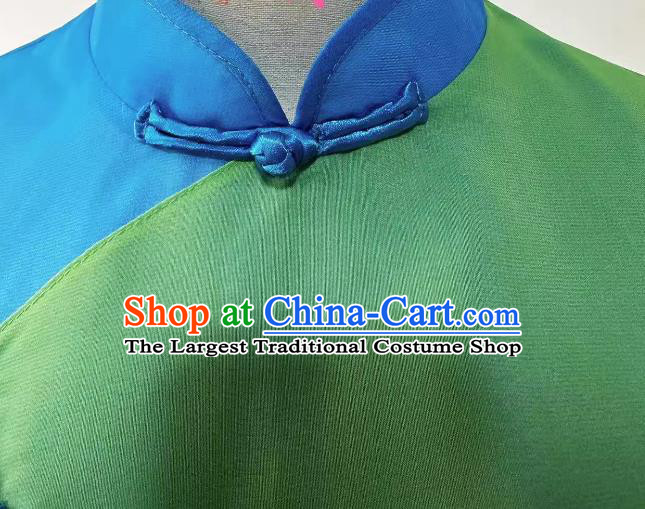 China Yangko Dance Green Outfit Professional Folk Dancing Clothing Children Stage Performance Costume