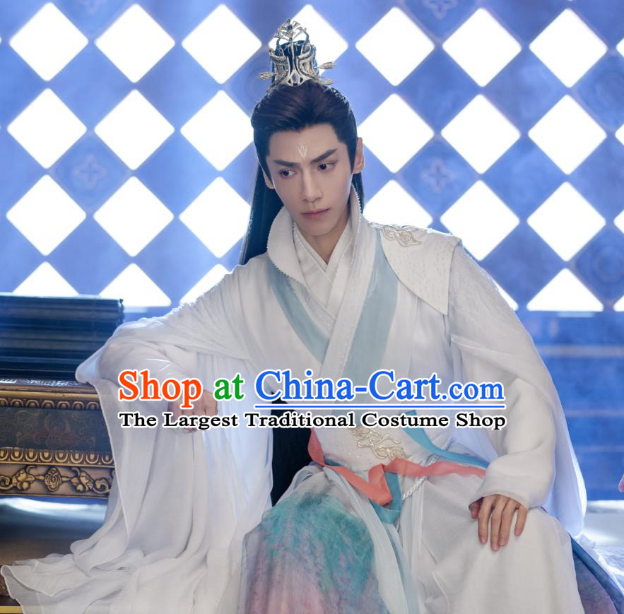 China Xianxia Drama Till The End of The Moon Demon Lord Tantai Jin White Clothing Ancient Prince Garment Costumes
