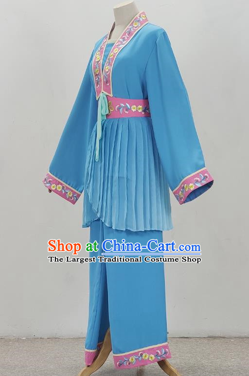 Blue Drama Costumes Tea Picking Opera Girl Costumes Costumes Huangmei Opera Costumes