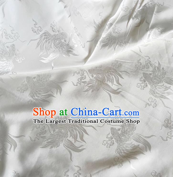 White China Traditional Mulberry Silk Cheongsam Brocade Material Classical Carps Design Silk Fabric