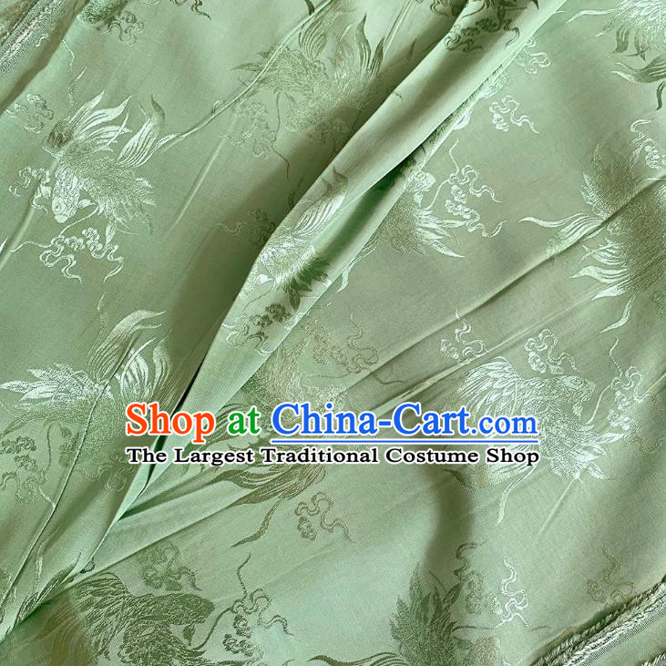 Light Green China Cheongsam Brocade Material Traditional Carps Design Silk Cloth Classical Mulberry Silk Fabric