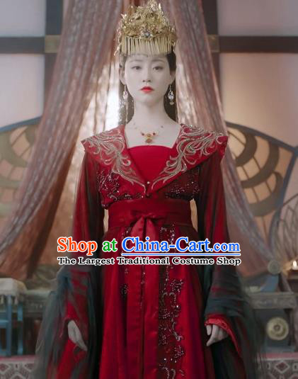 China Wedding Clothing Romantic TV Series Miss The Dragon Liu Ying Red Dress Ancient Queen Costumes
