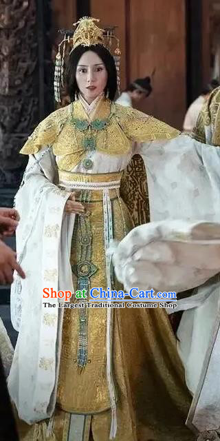 China Film Ancient Shang Dynasty Empress Costumes Creation of the Gods I Kingdom of Storms Demon Queen Jiang Golden Trailing Clothing