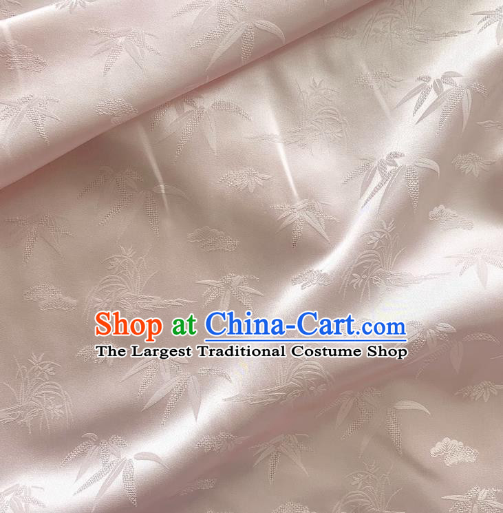 Light Pink Chinese Style Mulberry Silk Material Classical Bamboo Pattern Silk Fabric Cheongsam Cloth