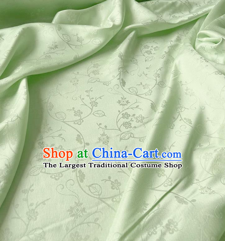 Light Green Chinese Classical Plum Blossom Pattern Silk Fabric Cheongsam Cloth Traditional Hanfu Silk Material