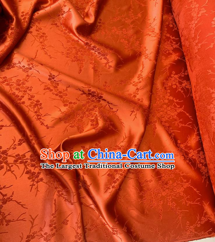 Red China Classical Plum Blossom Pattern Silk Embossed Stretch Fabric Traditional Cheongsam Material