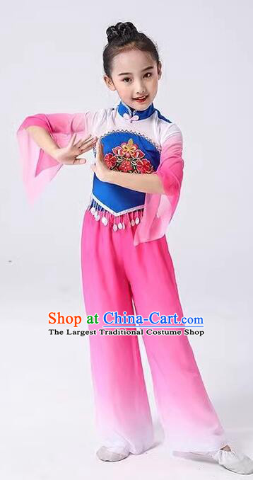 Chinese Folk Dance Clothing Children Yangko Dance Outfit Fan Dance Costumes