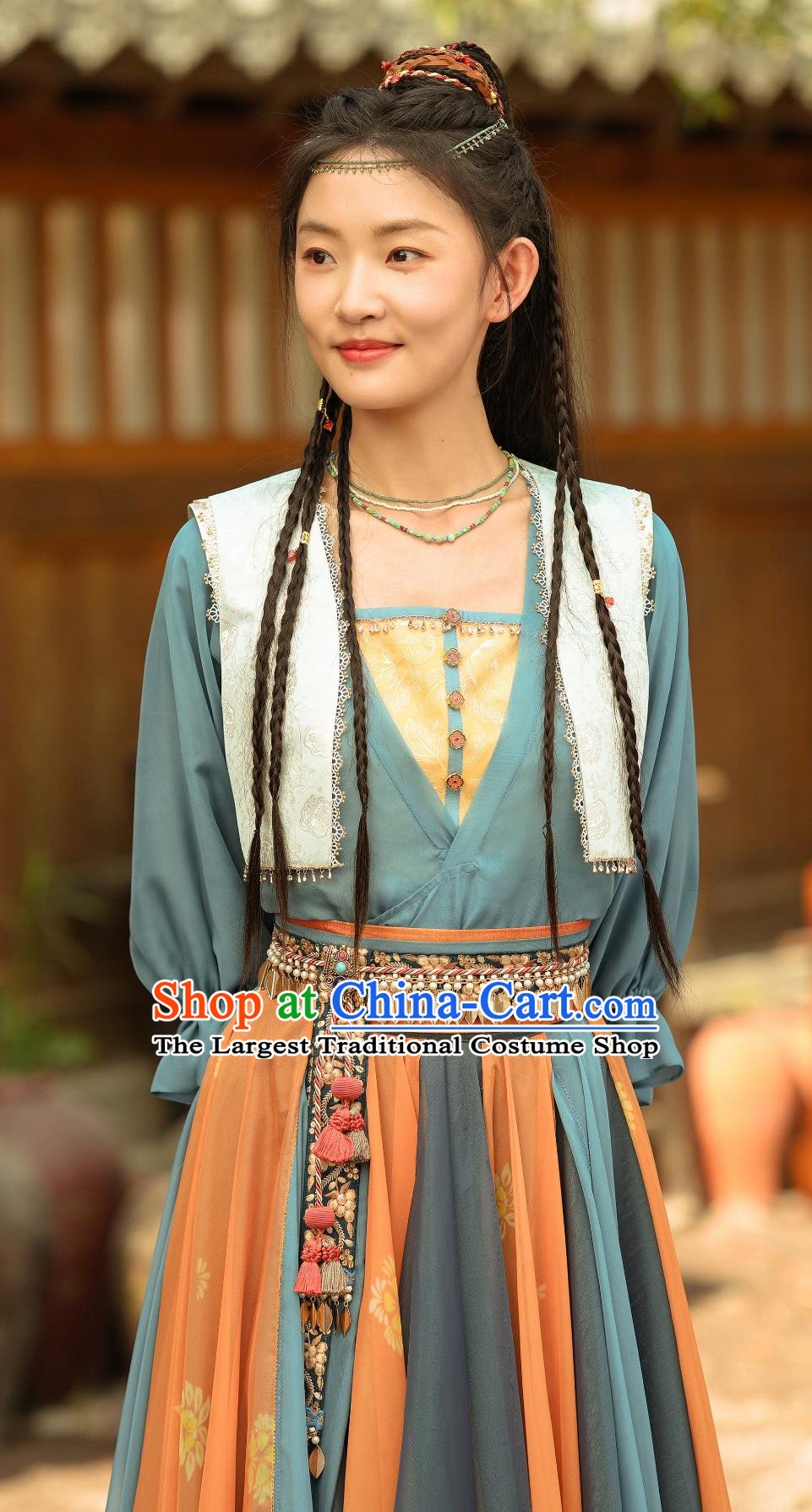 Traditional China Hanfu TV Series Drama Go East Refugee from Yanle Kingdom A Shu Costume Ancient Chinese Tang Dynasty Ethnic Lady Clothing