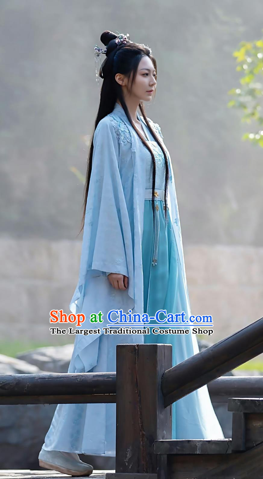 Traditional China Blue Hanfu Dress TV Series Drama Strange Tales of Tang Dynasty Swordswoman Chu Bin Costume Ancient Chinese Noble Lady Clothing