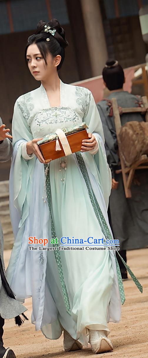 Ancient Chinese Noble Lady Clothing Traditional China Light Green Hanfu Dress TV Series Drama Strange Tales of Tang Dynasty Heroine Pei Xi Jun Costume