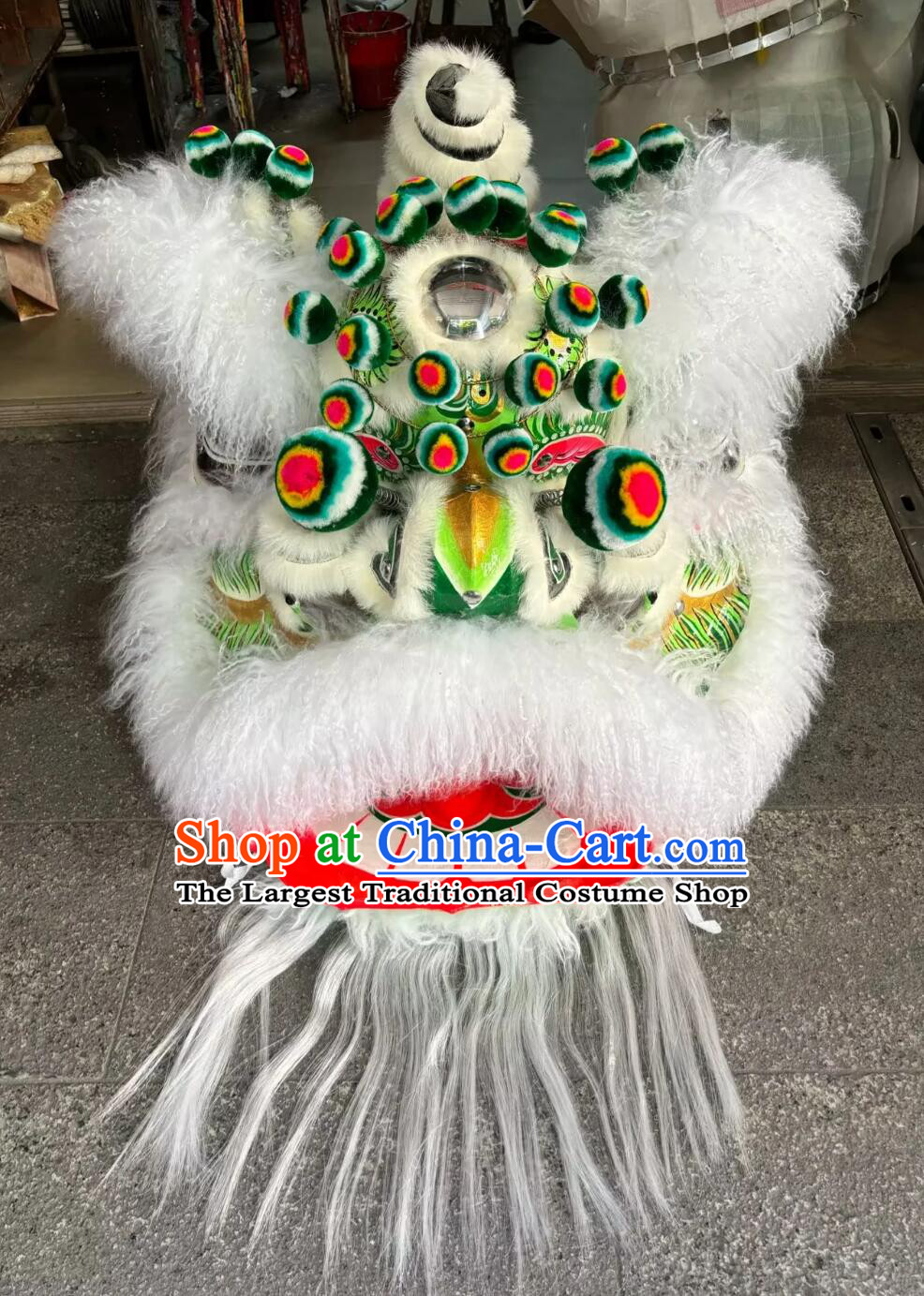 Traditional Chinese Radish Fut San Lion Dancing Instruments Handmade Lion Dance Head Dancing Lion Costume Complete Set