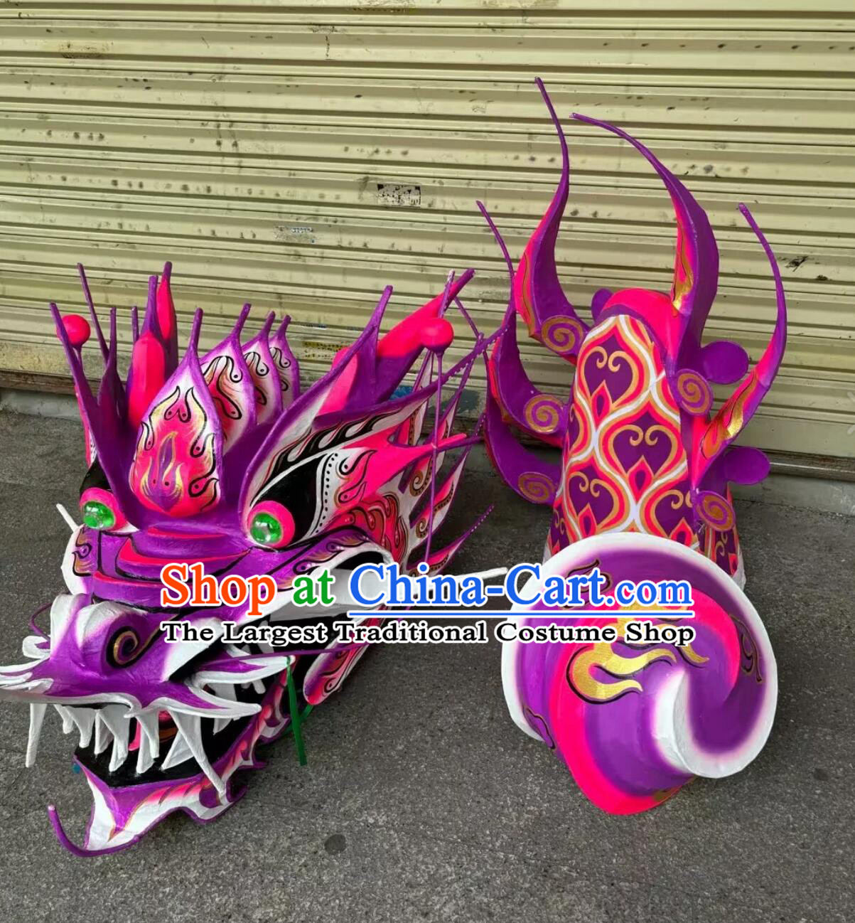 Chinese New Year Dancing Dragon Instruments Handmade Dragon Head Competition Parade Dragon Body Tail Costume Complete Set