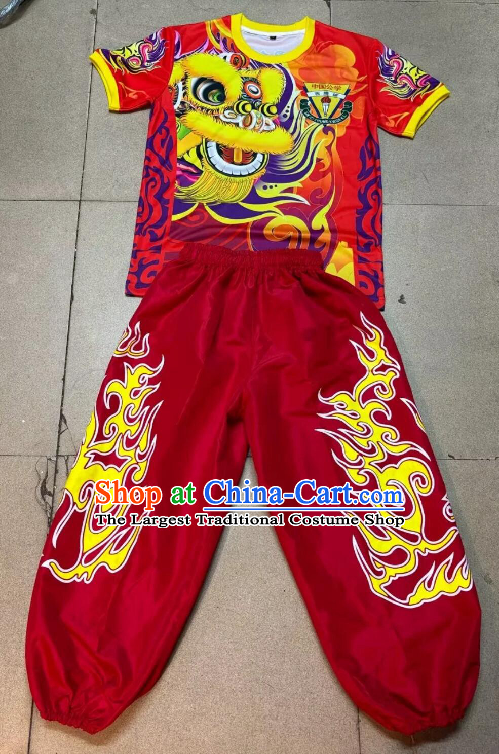 China Festival Performance Red Outfit Professional Lion Dance Uniform Chinese Lion Dance Team Clothing