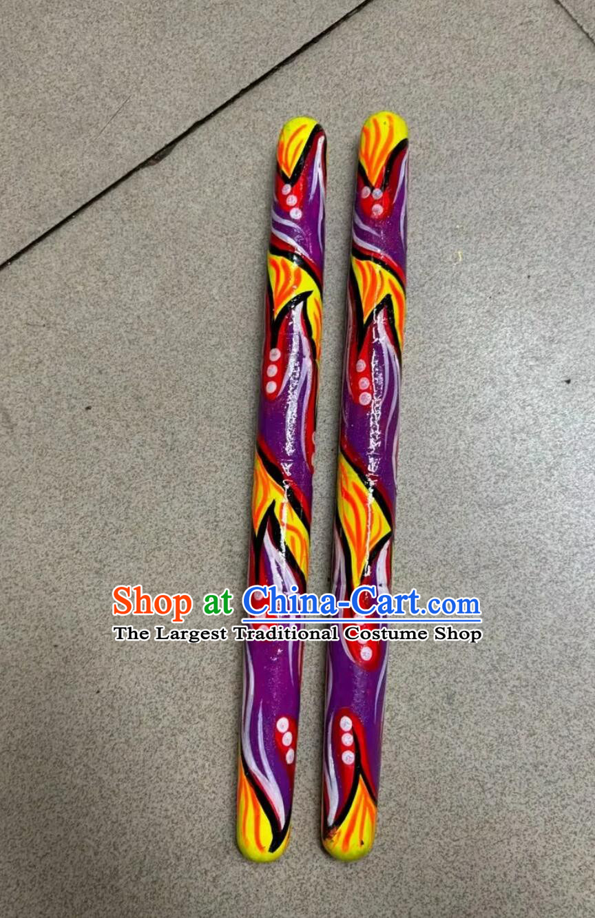 Purple Lion Dance Drumstick Professional Hands Painted Drum Sticks