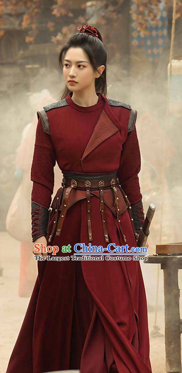 Ancient Chinese Jinwu Guards Clothing Traditional China Swordswoman Red Hanfu Robe TV Series Drama Strange Tales of Tang Dynasty Ying Tao Costume