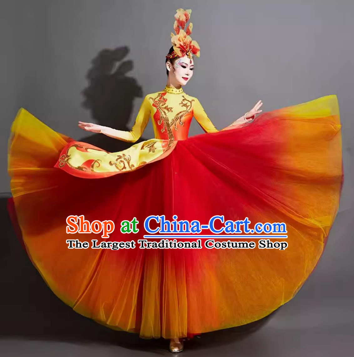 Chinese Dream Woman Group Dance Costume Modern Dance Clothing China Spring Festival Gala Opening Dance Red Dress