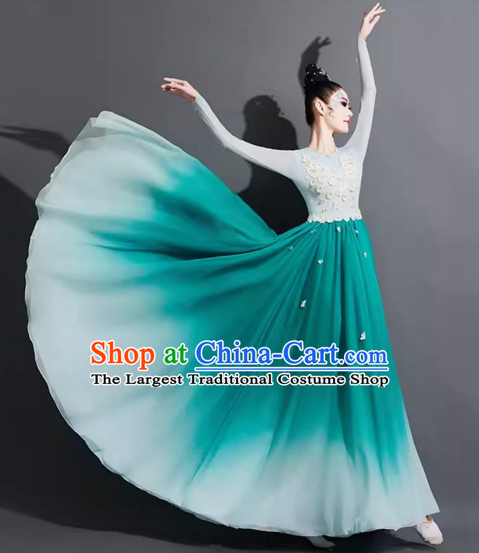 Chinese Jasmine Woman Group Dance Costume Modern Dance Clothing China Classical Dance Green Dress