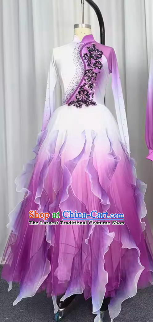 Chinese Woman Group Dance Costume Traditional Dance Clothing China Classical Dance Purple Dress