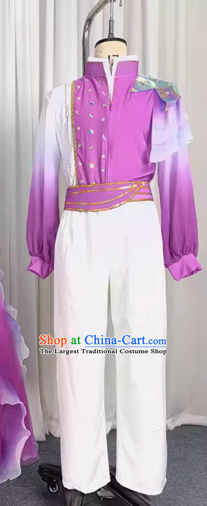 Chinese Chorus Group Costume Traditional Stage Performance Clothing Modern Dance Shirt and Pants Set