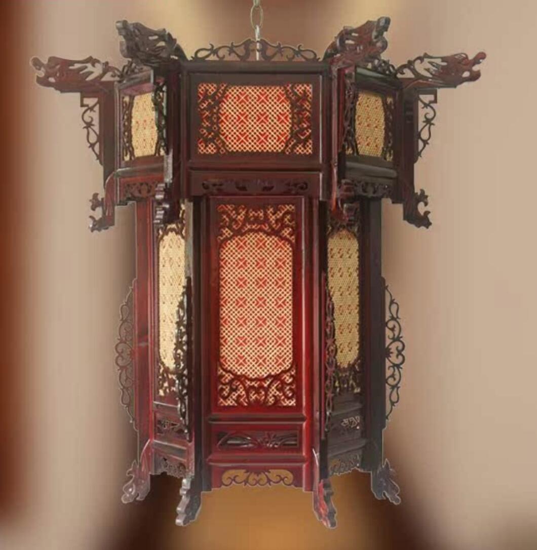 Large Three Layers Antique Style Wood Lantern Handmade Woven Bamboo Thread Lamp Traditional Chinese Palace Lantern