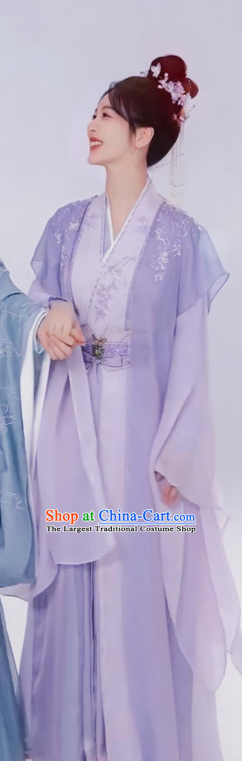 Traditional Chinese Lilac Hanfu Dress TV Series Drama Lost You Forever Xiao Yao Costume Ancient China Princess Fairy Clothing