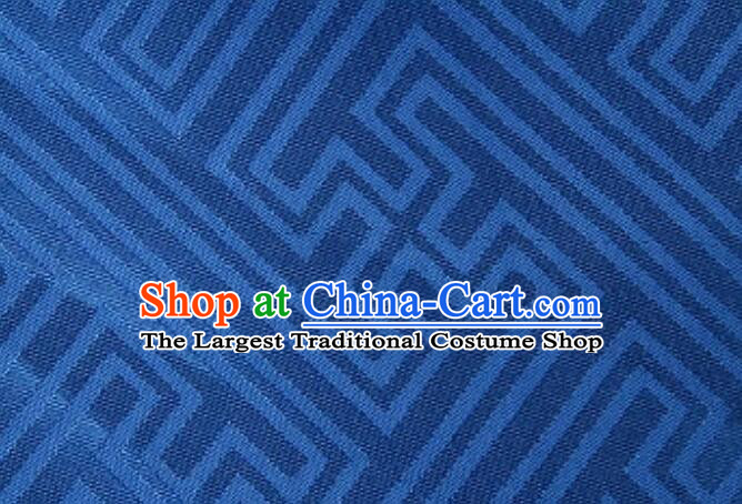 Traditional Chinese Fabric Tibetan Robe Brocade Buddhism Swastika Pattern Blue Cloth