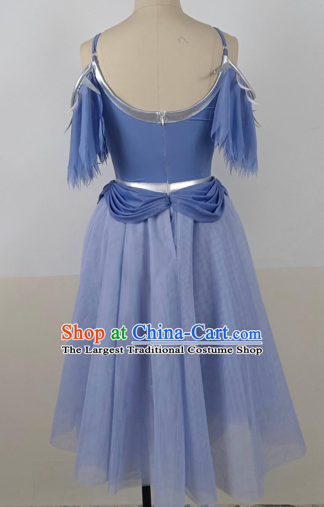 Top Ballet Dance Blue Dress Women Group Dance Costume Stage Performance Clothing