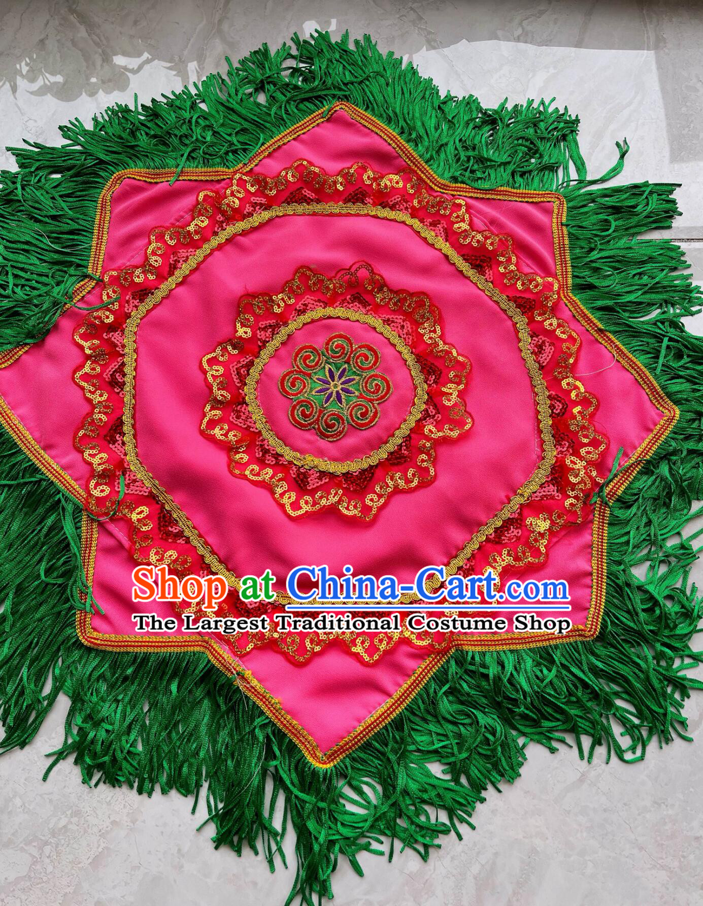 Handmade Pink Peony Dance Handkerchief Traditional Chinese Yangko Dance Handkerchief