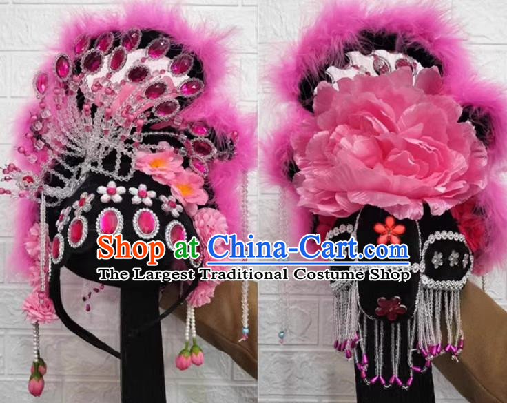 Pink Classical Dance Hair Ornaments Chinese Yangko Dance Headdress Drama Opera Hua Dan Dance Headdress Square Dance Headdress Headdress